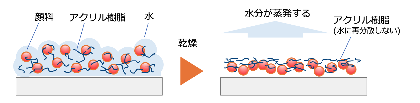 「アクリル絵の具」のしくみ